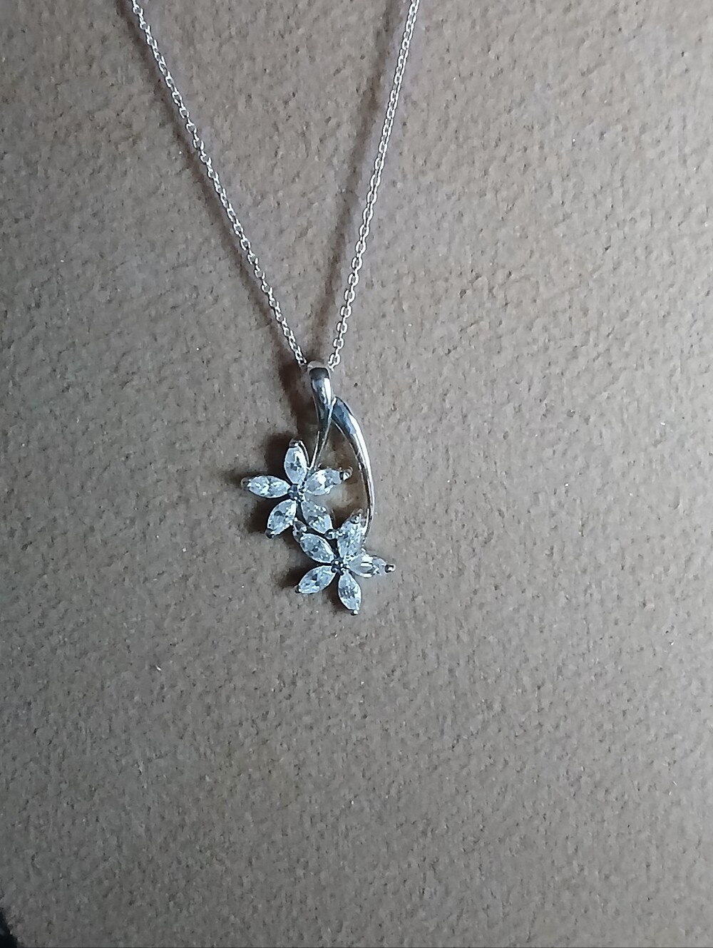 Sterling CZ Flower Necklace